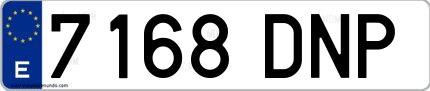 Ejemplo de matrícula de coche ordinaria 7168 DNP