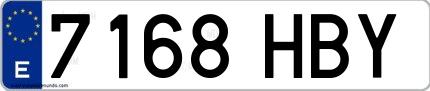 Ejemplo de matrícula española 7168 HBY