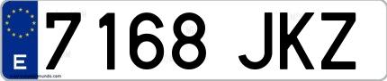 Ejemplo de matrícula española 7168 JKZ