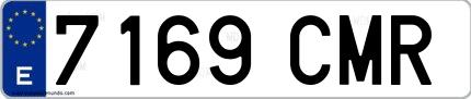 Ejemplo de matrícula española 7169 CMR