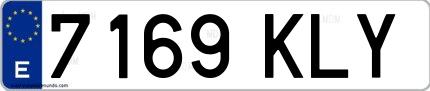 Ejemplo de matrícula española 7169 KLY
