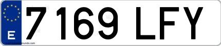 Ejemplo de matrícula española 7169 LFY