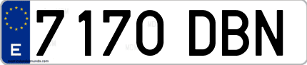 Ejemplo de matrícula de coche ordinaria 7170 DBN