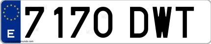 Ejemplo de matrícula española 7170 DWT