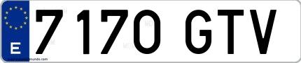 Ejemplo de matrícula española 7170 GTV
