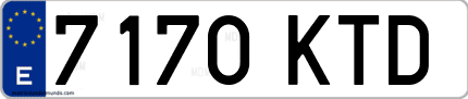 Ejemplo de matrícula de coche ordinaria 7170 KTD