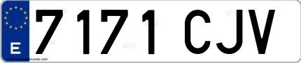 Ejemplo de matrícula de coche ordinaria 7171 CJV