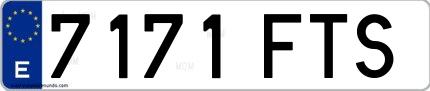 Ejemplo de matrícula de coche ordinaria 7171 FTS
