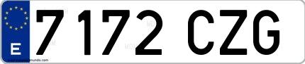 Ejemplo de matrícula española 7172 CZG