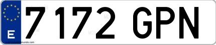 Ejemplo de matrícula española 7172 GPN