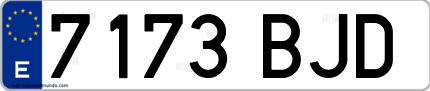Ejemplo de matrícula de coche ordinaria 7173 BJD