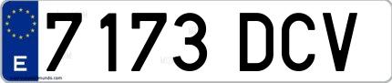 Ejemplo de matrícula española 7173 DCV