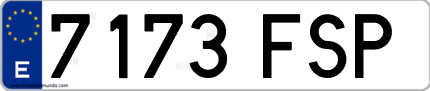 Ejemplo de matrícula de coche ordinaria 7173 FSP