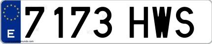 Ejemplo de matrícula española 7173 HWS