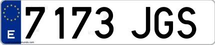 Ejemplo de matrícula española 7173 JGS