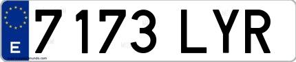 Ejemplo de matrícula española 7173 LYR