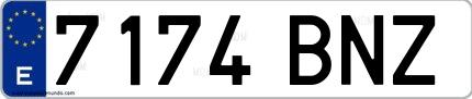 Ejemplo de matrícula española 7174 BNZ