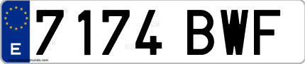 Ejemplo de matrícula de coche ordinaria 7174 BWF