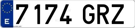 Ejemplo de matrícula española 7174 GRZ