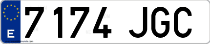 Ejemplo de matrícula de coche ordinaria 7174 JGC