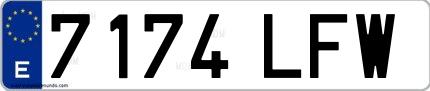 Ejemplo de matrícula española 7174 LFW