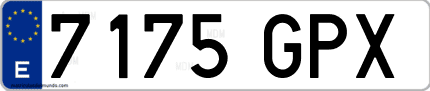 Ejemplo de matrícula de coche ordinaria 7175 GPX