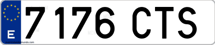 Ejemplo de matrícula de coche ordinaria 7176 CTS