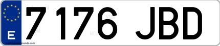 Ejemplo de matrícula española 7176 JBD