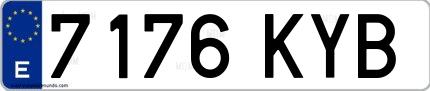 Ejemplo de matrícula española 7176 KYB