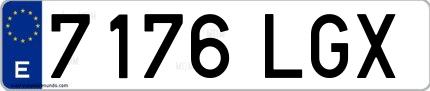 Ejemplo de matrícula española 7176 LGX