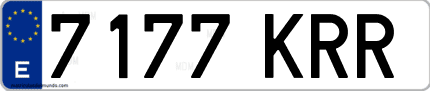 Ejemplo de matrícula de coche ordinaria 7177 KRR