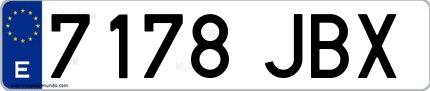 Ejemplo de matrícula española 7178 JBX