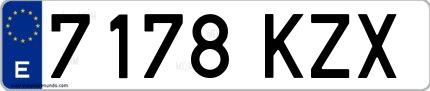 Ejemplo de matrícula española 7178 KZX