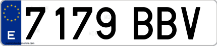 Ejemplo de matrícula de coche ordinaria 7179 BBV