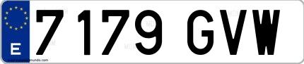 Ejemplo de matrícula española 7179 GVW