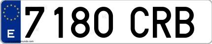 Ejemplo de matrícula española 7180 CRB