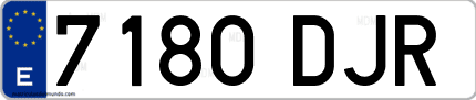 Ejemplo de matrícula de coche ordinaria 7180 DJR