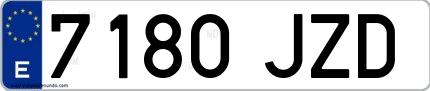 Ejemplo de matrícula española 7180 JZD