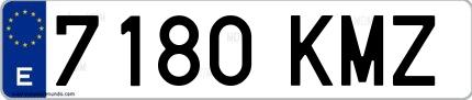 Ejemplo de matrícula de coche ordinaria 7180 KMZ