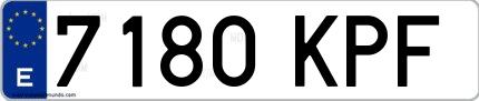 Ejemplo de matrícula española 7180 KPF