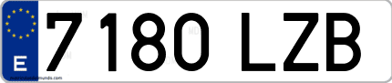 Ejemplo de matrícula de coche ordinaria 7180 LZB