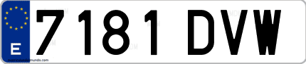 Ejemplo de matrícula de coche ordinaria 7181 DVW