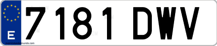 Ejemplo de matrícula de coche ordinaria 7181 DWV