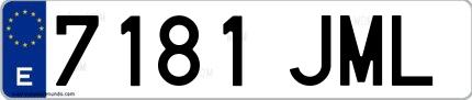 Ejemplo de matrícula española 7181 JML