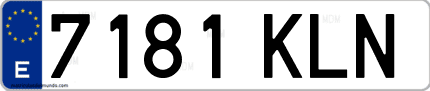 Ejemplo de matrícula de coche ordinaria 7181 KLN