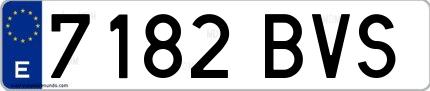 Ejemplo de matrícula española 7182 BVS