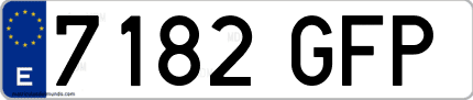 Ejemplo de matrícula de coche ordinaria 7182 GFP