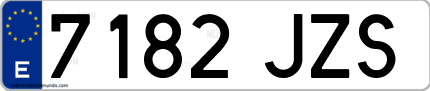 Ejemplo de matrícula de coche ordinaria 7182 JZS