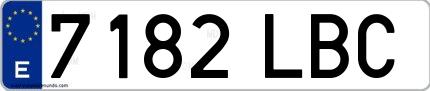 Ejemplo de matrícula española 7182 LBC