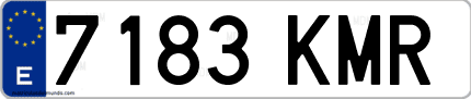 Ejemplo de matrícula de coche ordinaria 7183 KMR